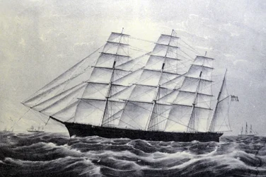 Ilustrace Currier & Ives, 19. století. Klipr The Great Republic